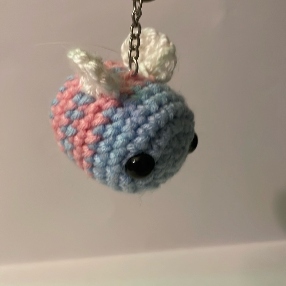 Crochet cotton on candy bee keychain